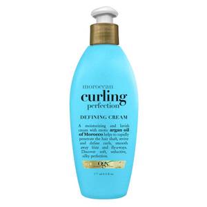 lot 12405 image: OGX Argan Oil of Morocco Curl-Defining Styling Cream, Anti-Frizz Curl Cream for Curly Hair and All Textures, Cold-Pressed Argan Oil, Paraben-Free, Sulfate-Free Surfactants, Curly Hair Products, 6 oz - Retail $8