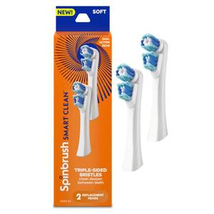 lot 12406 image: Spinbrush Smart Clean Replacement Heads, Battery Powered Electric Toothbrush Refills for Adults, Soft Bristles, 2 Count - Retail $9