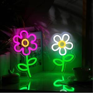 lot 12431 image: Xuhal 2 Pieces Daisy Flower Neon Sign Daisy Shaped Neon Light Aesthetic LED Sign Daisy Decor Wall Hanging Decoration for Bedroom Living Room Dining Room Bar Club Party, USB Powered - Retail $27