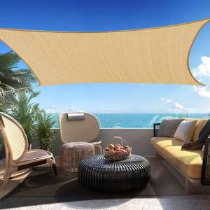 lot 15561 image: SHADESPEARE 12 x 16 Sand Rectangle Sun Shade Sail Canopy Durable Fabric UV Block Awning, We Make Custom Sizes - Retail $31
