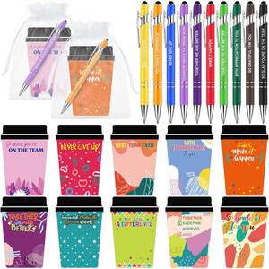 lot 15567 image: Kosiz 90 Pcs Employee Coffee Cup Notepads Employee Appreciation Gifts Bulk Inspirational Notepads with Ballpoint Pens and Organza Bags Housekeeping Appreciation Week Gifts for Coworker Team Teacher - Retail $30