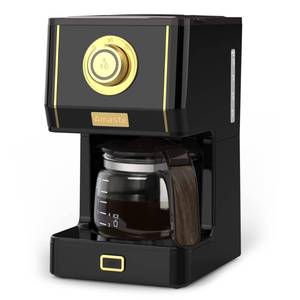 lot 15579 image: Amaste Coffee Maker, 25 Oz Drip Retro Style Coffee Machine with Glass Coffee Pot with Reusable Coffee Filter and Three Brewing Modes, 30minute-Warm-Keeping, CM 1003AE-Black - Retail $70