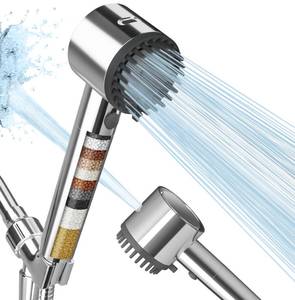 lot 15596 image: Cobbe Filtered Shower Head with Handheld, High Pressure 5-mode Showerhead with Filters, Built-in Power Wash for Hard Water - Remove Chlorine - Reduces Dry Itchy Skin, Chrome - Retail $30
