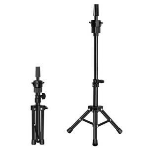 lot 15597 image: FUTAI Wig Stand Tripod for Hairdresser Practice Style Display Human Hair Mannequin Head Manikin Cosmetology Doll Training Head Mini Adjustable Metal Holder - Retail $16