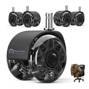 lot 15600 image: Office Chair Wheels Replacement, 2.5 Inch Heavy Duty Caster Set, for Carpet and Hardwood Floors, Universal Size 11x22mm, Fits 99percent, Black - Retail $36