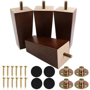 lot 15618 image: Yaliuliu 6 Inch Mid-Century Modern Wood Furniture Legs, 4 Pack - Square Brown Couch Legs Replacement Legs for Sofa, Armchair,Table, Dresser, Cabinet, Bed, Chair, Bench, Nightstand and Ottoman
