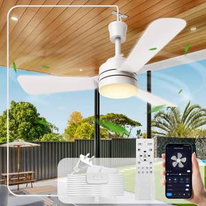 lot 15625 image: PBLALA Ceiling Fans with Lights,28 LED Fan Light Hanging with Hook,Hook Type Ceiling Fan,Plug in Ceiling Fan Light,35W,3000-6500k,Remote Control,Portable Fan for Camping Bed,Patios,(White) - Retail $39in