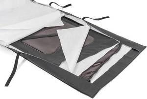 lot 15634 image: MasterTop Soft Top Window Roll for Side and Rear Soft Top WindowsFits Soft Top Equipped 1976-2018 CJ, YJ, TJ and JK Jeep Wrangler vehiclesSoft Multi-Layer interior Pockets13100301, black vinyl - Retail $78