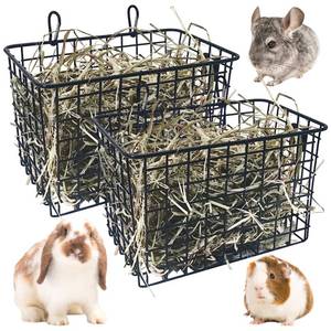 lot 15650 image: kathson 2Pcs Rabbit Hay Feeder Metal Bunny Hay Holder Guinea Pig Hay Rack Reduce Mess Chinchilla Grass Dispenser Small Animlas Hay Manger for Cage Supplies - Retail $19