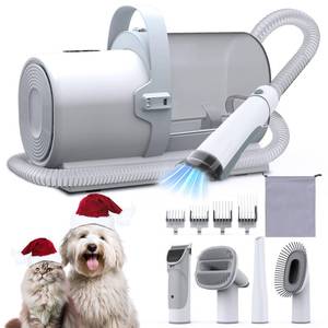 lot 15651 image: Dog Grooming Vacuum, Pet Grooming Kit with Dog Clippers, 2.5L Dust Cup 11000Pa Dogs Vacuum for Shedding Grooming, 5 Grooming Tools Home Cleaning in 1, Low Noise Pet Grooming Vacuum for Dogs, PG50 - Retail $63