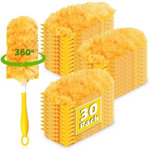 lot 16067 image: 30 Pack 360 Dusters Refills for Swiffer Dusters, Unscented Heavy Duty Duster Kit Disposable Dusters Refills with 1 Handle for Cleaning Furniture, Blinds, Ceiling Fans - Retail $16