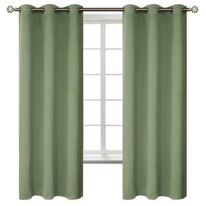 lot 16075 image: BGment Grass Green Black Out Curtains 63 Inch Long for Bedroom - Spring Style Room Decor Thermal Insulated Grommet Minimalist Window Treatments Drapes, 2 Panels, 42 x 63 Inch - Retail $32