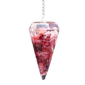 lot 16078 image: Amazing Gemstone Rhodonite Orgone Crystal Pendulums for Divination and Dowsing Crystal Pendulum with True Pendulum Motion Spritual Crystal - Retail $12