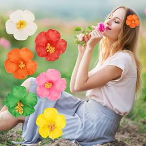 lot 16085 image: 12Pcs Hawaiian Flower Hair Clip for Women Plumeria Hibiscus Hair Clips 3.5 Artificial Flower Clips Barrettes, Hair Accessories for Vacation Beach Luau Party 01