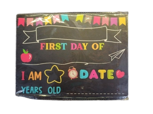 lot 16100 image: First Day of School Double-sided Chalkboard Sign - Retail $15