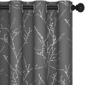 lot 16106 image: Deconovo Blackout Curtains - Silver Blossoming Branch Print, Thermal Insulated, Noise Reducing, Privacy Drapes for Bedroom and Living Room (52W x 63L Inch, Light GreySilver Tree Branch, 2 Panels) - Retail $43
