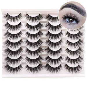 lot 16112 image: Losha Eyelashes Natural Look Faux Mink Lashes Pack Handmade Wispy False Eyelashes 14 Pairs Eye Lashes (F64) - Retail $10