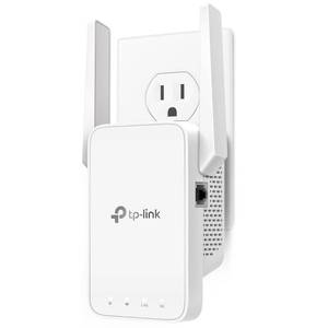 lot 16120 image: TP-Link AC1200 WiFi Extender, 2025 Wirecutter Best WiFi Extender, 1.2Gbps Home Signal Booster, Dual Band 5GHz2.4GHz, Up to 1600 Sq.ft and 32 Devices, EasyMesh Compatible, One Ethernet Port (RE315) - Retail $20