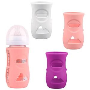 lot 16123 image: 3 Pack Silicone Sleeves for Avent Natural Glass Baby Bottles, Anti Breakage Baby Bottle Holder, Compatible Philips Avent Glass Natural Baby Bottle 8 oz, BPA Free (WhitePinkPurple) - Retail $10