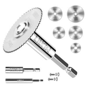 lot 2256 image: Prozwee 5PCS Rotary Drill Saw Blades,with 2PCS 14Hex Shank,HSS Saw Disc Wheel Cutting Blades for Drills Rotary Tools - Retail $10in