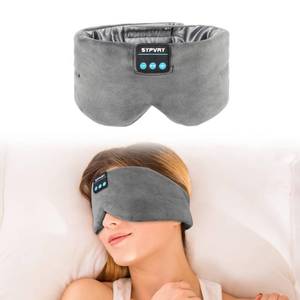 lot 6008 image: Sleep Eye Mask with Bluetooth Headphones, SYPVRY Wireless Headphones Bluetooth Silk Sleep Mask Blackout Blindfold, Bluetooth Eye Mask for Sleeping with Microphone - Retail $25