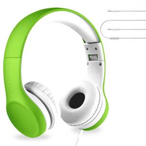lot 6015 image: LilGadgets Connect Wired Kids Headphones for School with Mic, Volume Limited and Noise Reduction, On-Ear Headset with Cord, SharePort Technology for Multiple Kids and SoftTouch Padding, Green - Retail $22