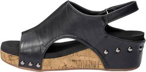 lot 6016 image: PARTY Womens Wedge Sandals With Strap for Dressy Ladies Sandals Casual Wedge Black Size 8 - Retail $40