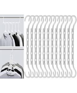 lot 6021 image: Mr. Pen- Space Saving Hangers for Clothes, 12 pcs, White, Plastic Multi Clothes Hangers Space Saving, 5 Slots, 360° Rotating Hooks - Retail $10
