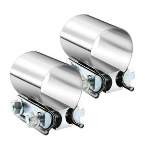 lot 6022 image: 2.25 2.25 Inch Exhaust Clamp Butt Joint Band Clamp Sleeve Coupler Stainless Steel for Exhaust Pipes, Mufflers and Catalytic Converters (2 PCS) - Retail $19in