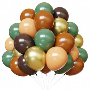 lot 6025 image: Sage Green and Brown Balloons, 67 Pcs 12 Inch Jungle Safari Party Balloons, Dark Brown Coffee Nude Gold Balloon for Jungle Safari, Woodland, Birthday, Graduation, Baby Shower Party Decorations - Retail $5