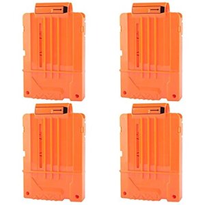 lot 6029 image: FUCAS Soft Bullet 4pcs Clips 6 Bullets Dart Gun Clips Magazine Clip for Nerf Toy Dart Gun (Orange)