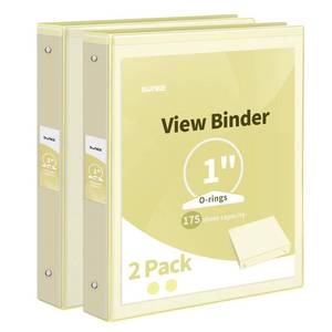 lot 6031 image: SUNEE 3 Ring Binder 1 Inch 2 Pack, Clear View Binder Three Ring PVC-Free (Fit 8.5x11 Inches) for School or Office Supplies, Yellow - Retail $31