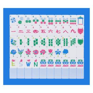 lot 6035 image: Jongyance American Mahjong Tile Set with Carrying Bag and Accessories, 160 Acrylic Engraved Mahjong Tiles(Light Blue - Retail $174