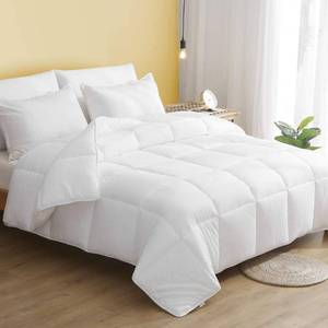lot 11151 image: DWR 100percent Cotton Fabric Down Alternative Comforter, Ultra-Soft Skin-Friendly Cloud Breathable Eucalyptus Microfiber Filled Duvet Insert, Lightweight, Queen (88x88, White) - Retail $57