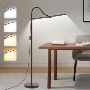 lot 11166 image: Floor Lamp, 15W1800LM Bright LED Floor Lamp with Double Head, Adjustable Gooseneck Dimmable Craft Light for Sewing Tatoo Makeup, Eye Caring Brown Reading Floor Lamps for Living Room Bedroom Office - Retail $41