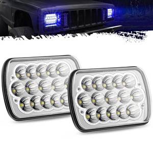 lot 11169 image: Partsam 2PCS H6054 LED Headlights 7x6 5x7 Headlamp Anti-glare HiLow Sealed Beam with Blue DRL Lights Compatible with Cherokee XJ Wrangler YJ Dodge etc - Retail $39