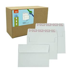 lot 11185 image: A9 Invitation envelopes100 PCS 5.75x8.75 in - windowless design 120GSM white paper envelopes with printable quick self-seal for invitations, greeting cards, invoices - Retail $13
