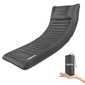 lot 11186 image: TOBTOS Inflatable Camping Sleeping Pad with Pillow, Thick 6 Inch Ultralight Sleeping Pad with Built-in Pump, Lightweight Sleeping Mat for Camping, Backpacking, Hiking, Tent (Grey) - Retail $31