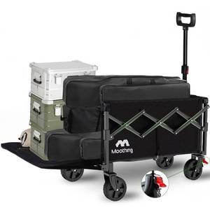 lot 11189 image: Moothing Collapsible Wagon, Foldable Wagons with Extended 40 L, Folding Wagon with Tailgate, Portable Lightweight Utility Wagons for Grocery, Shopping, Camping, Garden, Sports, Black D