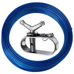lot 12358 image: 118Ft Pool Cover Cable and Winch Kit Pool Closing Wire Ratchet Plastic Coated Steel Cable and Winch for Securing Above Ground Swimming Pools Cover (Blue) - Retail $14