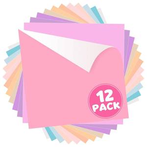 lot 12368 image: WRAPXPERT Pastel Vinyl Permanent - 12 Sheets Bundle 12x12in Matte Boho Craft Vinyl Sheets Pastel Colors Adhesive Vinyl Craft Cutters DIY Projects for Cricut Silhouette Cameo - Retail $10in