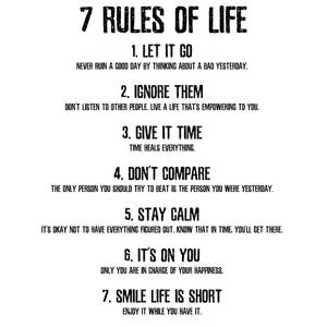 lot 12372 image: Inspirational Quotes Large Removable Motivational Vinyl Wall Stickers 7 Rules of Life Positive Word Sayings Spiritual Decor for Office Living Room Classroom Bathroom - Retail $8