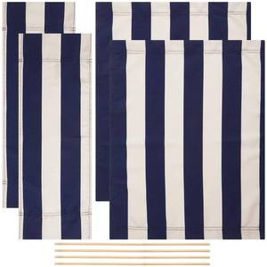 lot 12373 image: GORGECRAFT Large Size Directors Chair Covers Canvas Replacement 2 Sets Makeup Artist Chair Seat Cover Cloth Midnight Blue Beige Stripe Home Movie Chair Canvas for Garden Outdoors Accessories - Retail $17