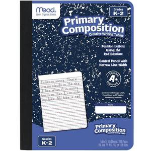 lot 12376 image: Mead Primary Composition Book, Primary Ruled Journal, Grades K-2, 7-12 x 9-34in, 100 Sheets, Blue Marble (09902) - Retail $3in