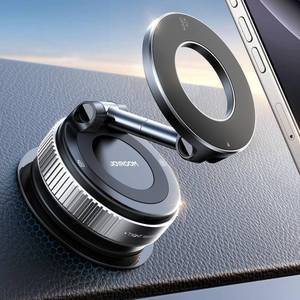 lot 18186 image: JOYROOM Magsafe Suction Cup Phone Mount, Vacuum Magnetic Phone Holder for Car, 360° Metal Strut Magsafe Car Mount for iPhone 16 Pro Max PlusiPhone 15 14 13 12 and Android Magsafe Case, Silver - Retail $40