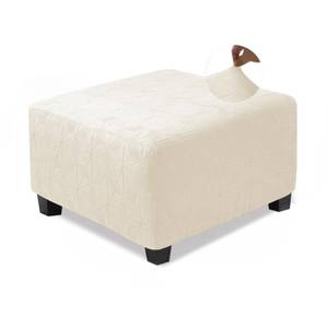 lot 18189 image: NeColorLife Square Ottoman Cover Large,Stretch Square Ottoman Covers Slipcover,Knitted Jacquard Cover for Storage Stool,Footstool Protection for Living Room,Beige,Large - Retail $24