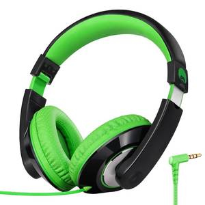 lot 18215 image: rockpapa Comfort Kids Headphones for School, Lightweight Childrens Boys Girls Teens Over-Ear Headphones Wired 3.5mm for CD DVD Player Tablet Phone Travel BlackGreen - Retail $12