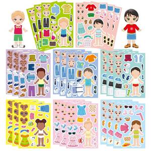 lot 18230 image: 24 Sheets Make a Face and Dress Up Stickers for Girls Boys, Make Your Own Stickers for Kids Toddlers, Preschool Children Crafts Party Favor, Rewards, Art Craft, Birthday Gift - Retail $6