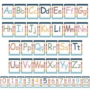 lot 18235 image: Alphabet Bulletin Board Set Boho Alphabet Number Poster Card Colorful Educational Preschool Cards Alphabet Line Paper Cutouts for Teachers Kindergarten Classroom Education Activity Decoration, 37 PCS - Retail $6