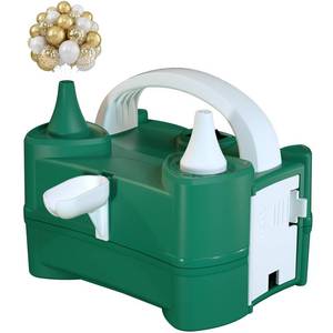 lot 18253 image: Beeyaky Electric Air Balloon Pump and Tying Tool in One, Balloon Pump Electric, Portable Dual Nozzle Balloon Pump Inflation for Party Decorations, 110V-120V 400W, Green - Retail $18